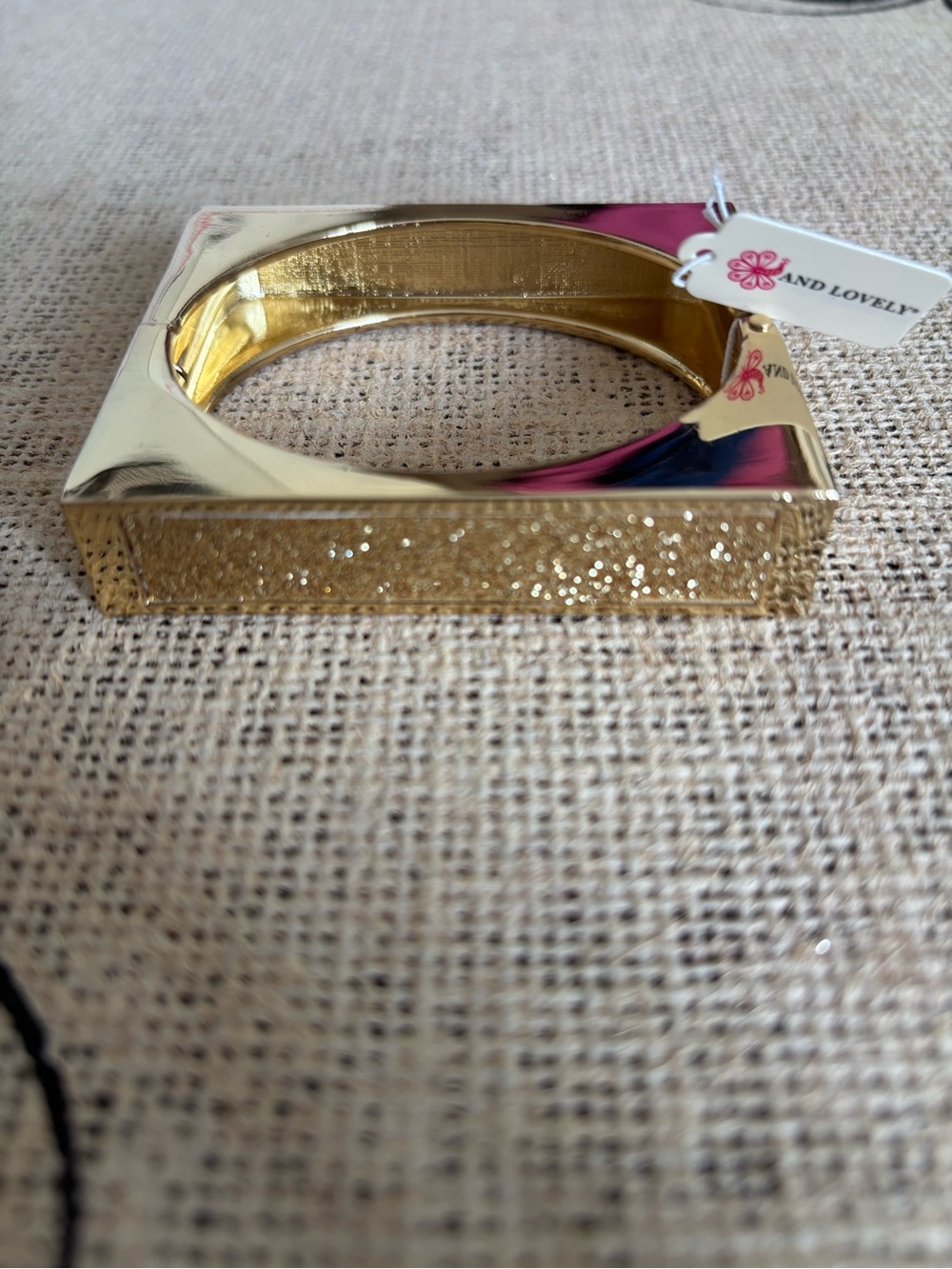 And Lovely Gold Square Hinged Bangle Bracelet by
